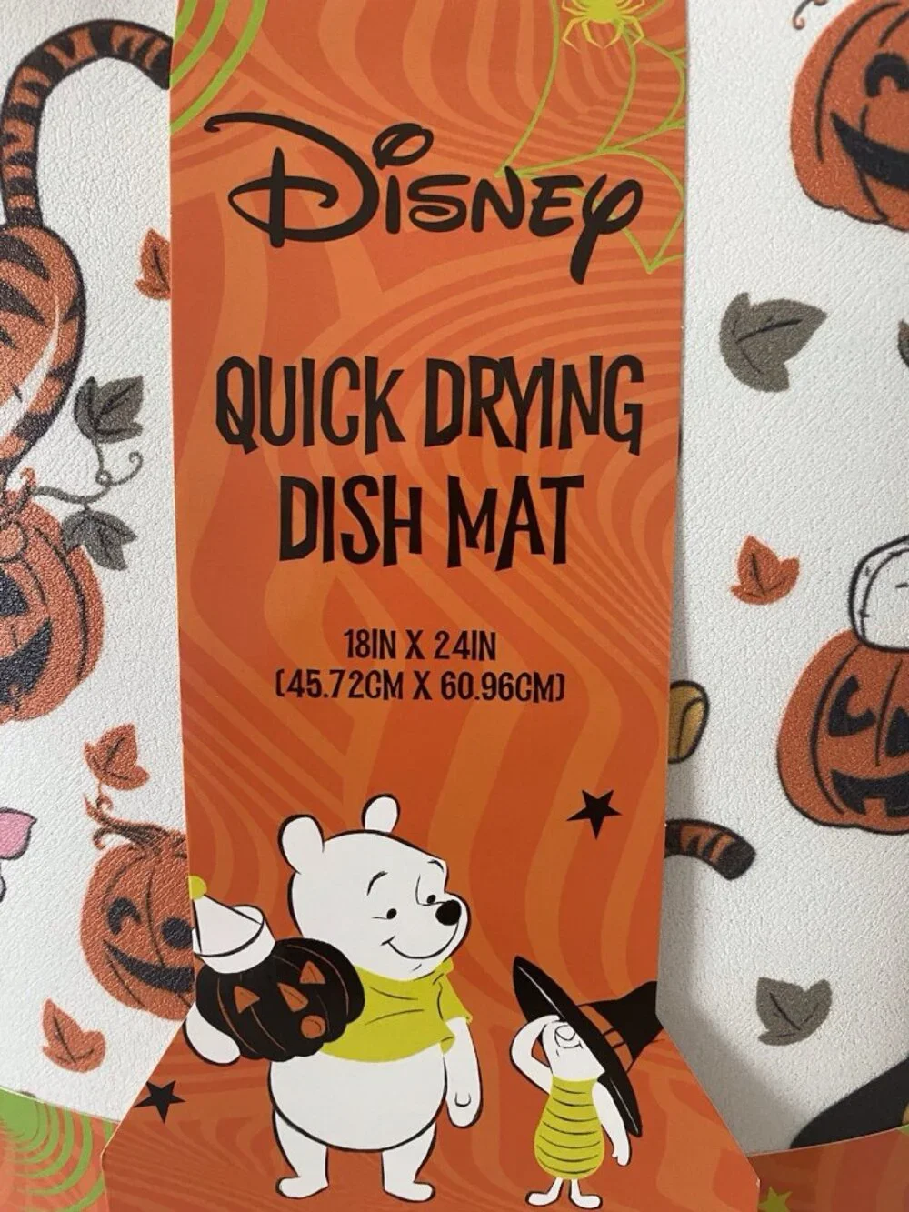 Disney Winnie The Pooh QUICK DRYING RUBBER Kitchen Dish Mat 18 X 24” Halloween